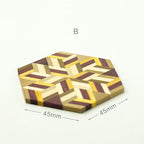 Natural Solid Wood Hexagonal Household Retro Coaster Saucer