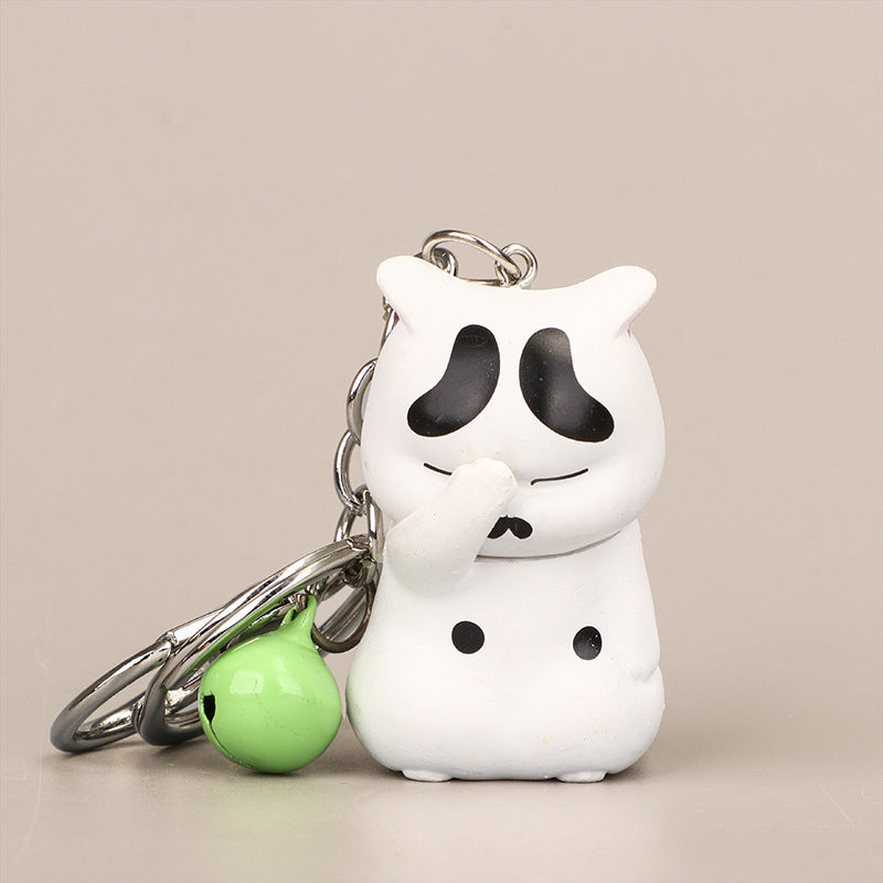 Small Bell Covering Face Cat Resin Keychain Pendant Gift