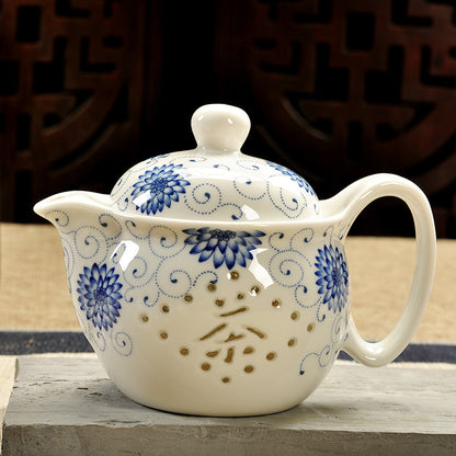 Jingdezhen Large Blue And White Teapot, Ceramic Kung Fu Tea Set