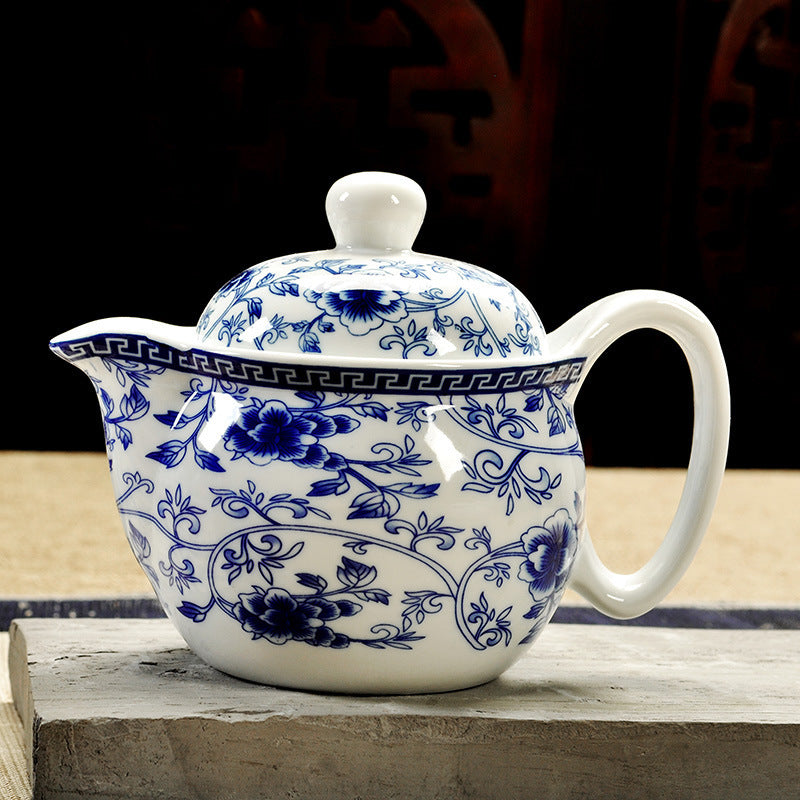 Jingdezhen Large Blue And White Teapot, Ceramic Kung Fu Tea Set