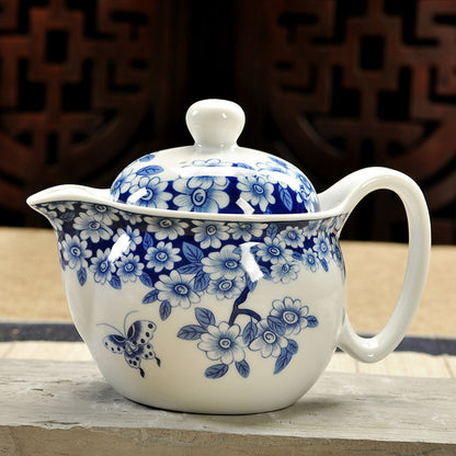 Jingdezhen Large Blue And White Teapot, Ceramic Kung Fu Tea Set