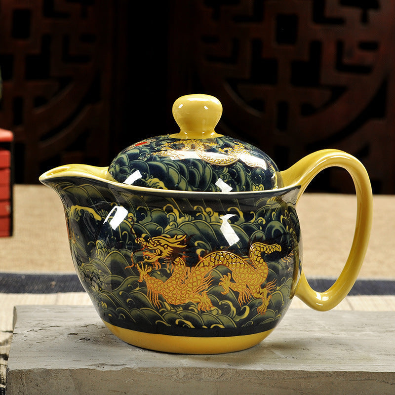 Ceramic Teapot Jingdezhen Double Dragons Playing with Pearls Kung Fu Tea Teapot