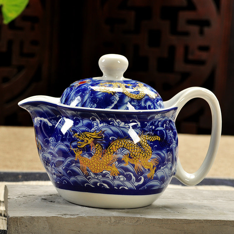 Jingdezhen Large Blue And White Teapot, Ceramic Kung Fu Tea Set