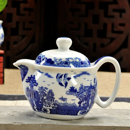 Jingdezhen Large Blue And White Teapot, Ceramic Kung Fu Tea Set