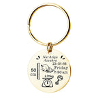 Personalized Custom Newborn Baby Commemorative Birth Card Stainless Steel Keychain
