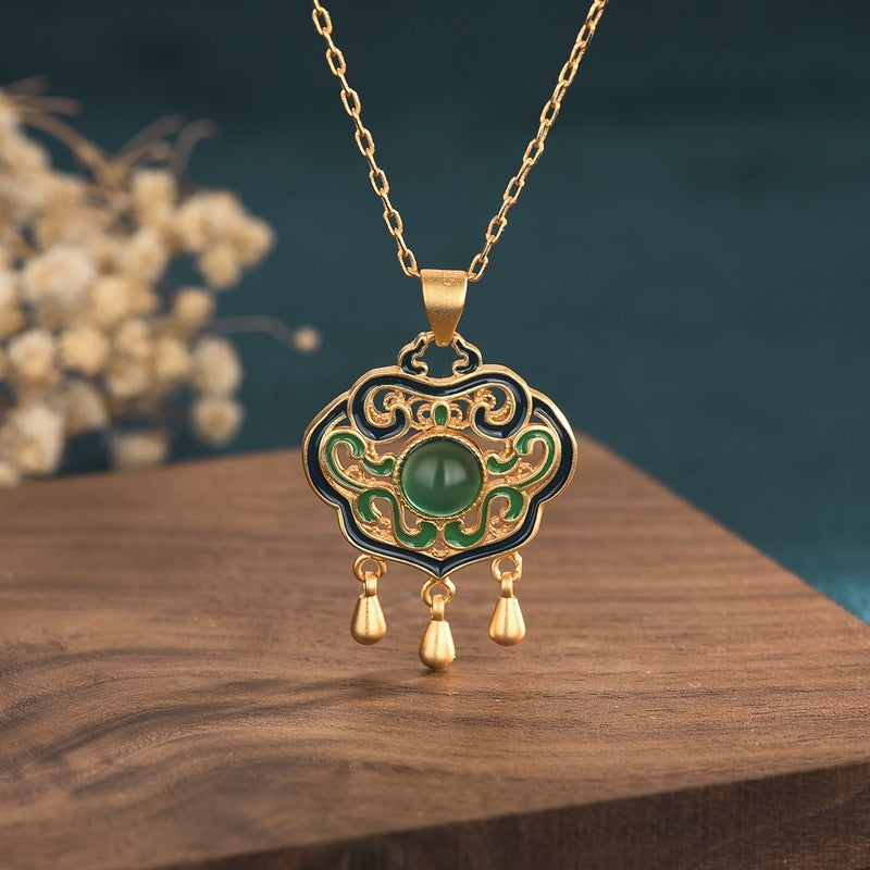 Women's Jade Pendant - Ancient Gold Necklace - China Creative Hub