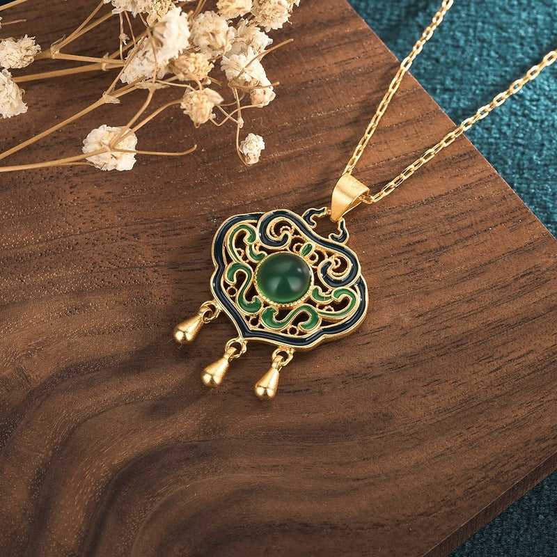 Women's Jade Pendant - Ancient Gold Necklace - China Creative Hub