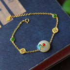 Hetian Jade Jewelry Set with Safe Buckle Pendant, Earrings & Ring-5