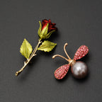 Brooch High-end Pearl Rhinestone Bee Rose Corsage Trendy Sweater Pin Accessories