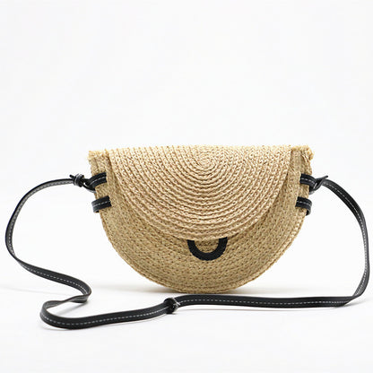 New Style Straw Woven Bag Shoulder Messenger Bag Saddle Bag Raffia