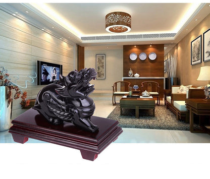 Consecrated Authentic Natural Obsidian Brave Ornaments Piqiu Feng Shui Lucky Town House Ornaments