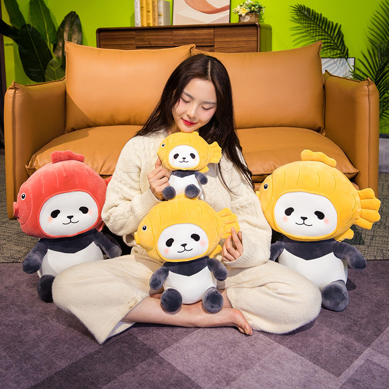 Cartoon Creative Fish Head Panda Doll Cushion