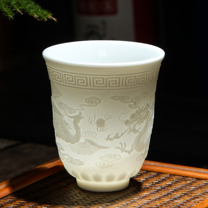 Household Simple Gold-Painted White Porcelain Teacup