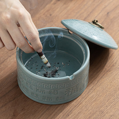 Ceramic Chinese-style Ashtray For Household Use