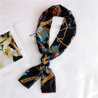 Women's Silk Scarf Long Spring and Autumn Double-sided Dual-use Scarf