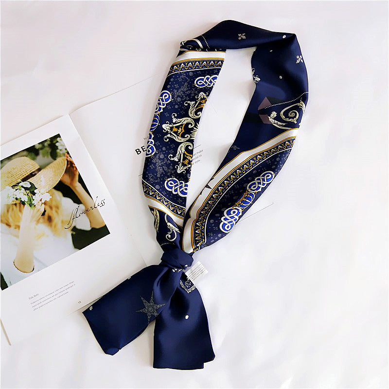 Women's Silk Scarf Long Spring and Autumn Double-sided Dual-use Scarf