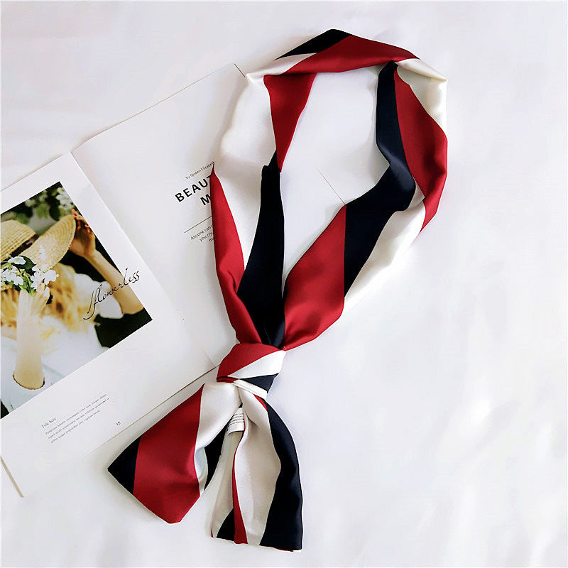 Women's Silk Scarf Long Spring and Autumn Double-sided Dual-use Scarf