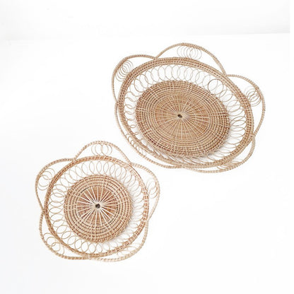 Rattan Woven Coaster Hand-Woven Potholder Bamboo Woven Cup Tea Coaster Photo Tableware