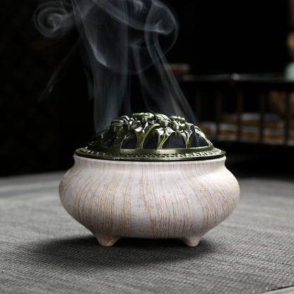 Imitation Stone Grain Incense Burner Plate Aromatherapy Incense Ceramic Stove Alloy Cover Home Decoration Incense