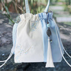 Chinese Element Style Female Hanfu Messenger Canvas Bag Cotton and Linen Embroidered Bag