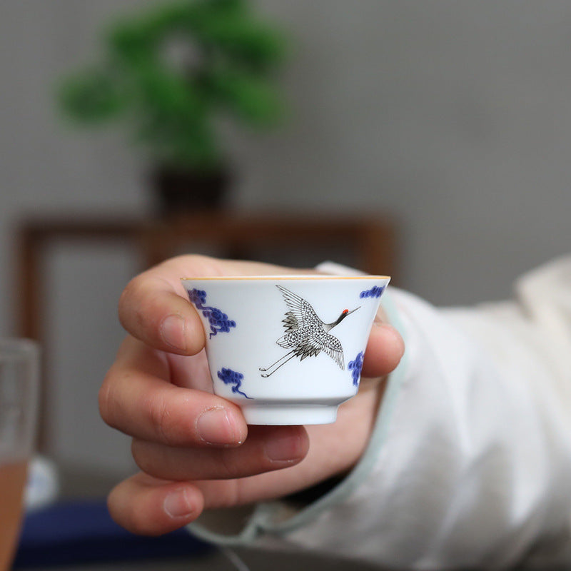 Blue And White Porcelain Ink And Blue Clouds Straight Up Kung Fu Tea Cup