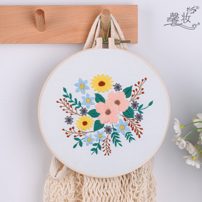 Chinese homemade plant and flower embroidery handmade embroidery DIY novice kit material package