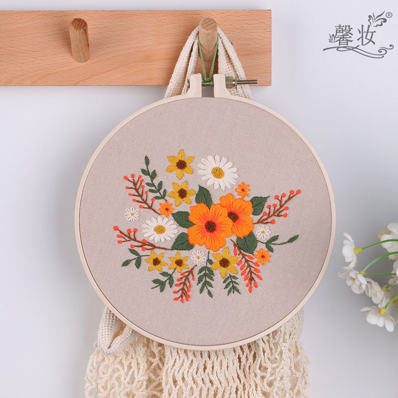 Chinese homemade plant and flower embroidery handmade embroidery DIY novice kit material package