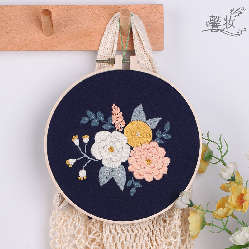 Chinese homemade plant and flower embroidery handmade embroidery DIY novice kit material package