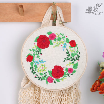 Chinese homemade plant and flower embroidery handmade embroidery DIY novice kit material package