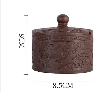 Purple Sand With Cover Household Ashtray Chinese Style Small Ceramic Fashion Ashtray Creative Personality Living Room Hotel Ashtray