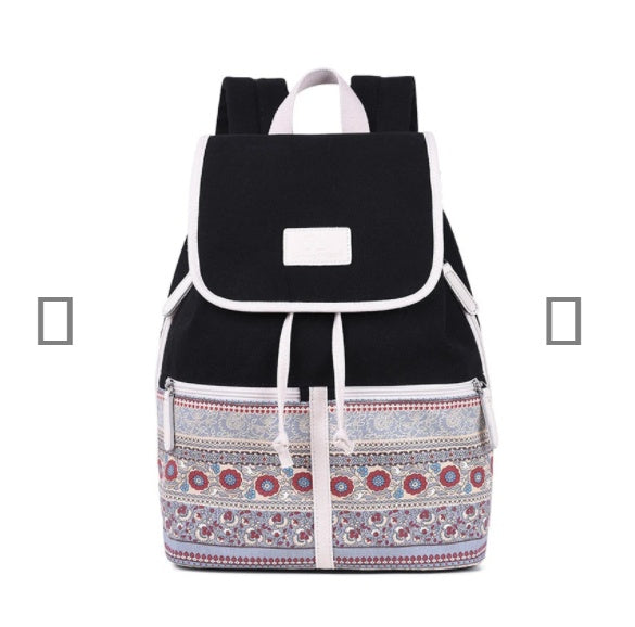 College Style Ladies Backpack Korean Canvas Bag Multifunctional Women'S Backpack Trendy Student Schoolbag Ethnic Style