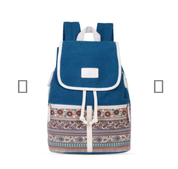 College Style Ladies Backpack Korean Canvas Bag Multifunctional Women'S Backpack Trendy Student Schoolbag Ethnic Style