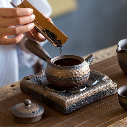 Handmade Stoneware Kiln Change Teapot, Hand-held Teapot Single Pot