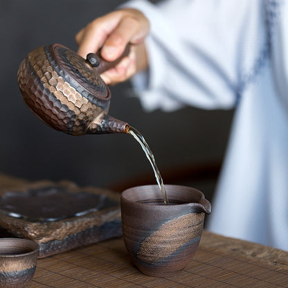 Handmade Stoneware Kiln Change Teapot, Hand-held Teapot Single Pot