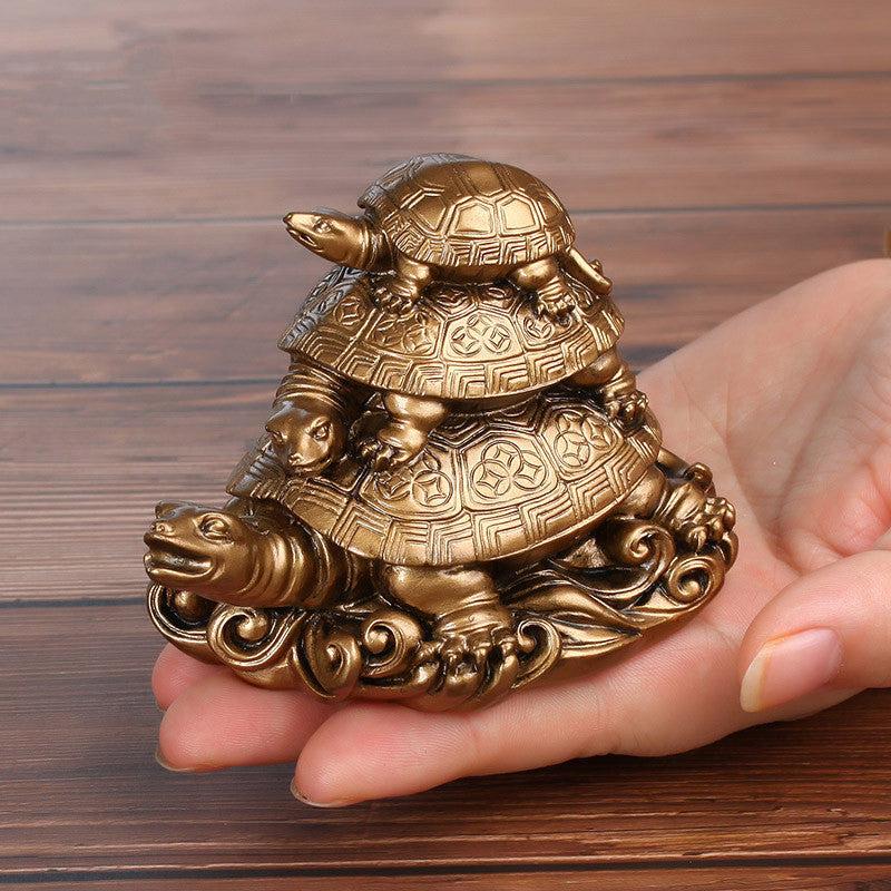 Three Generations of Turtle Longevity Feng Shui Ornament