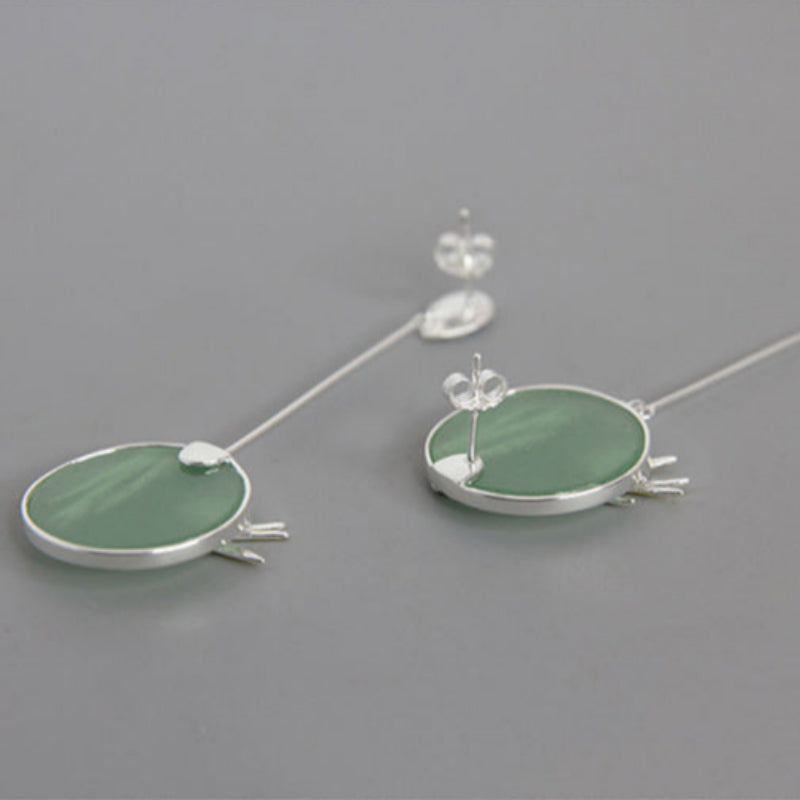 Chinese Style Literary Temperament Wild Aventurine Asymmetrical Earrings