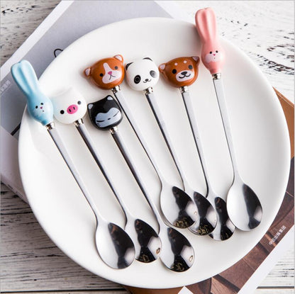 Cute Cartoon Panda Animals Cat Coffee Spoons Dinnerware