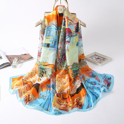 Fashion Printing Atmosphere Female Graffiti Scarf Long Silk Scarf