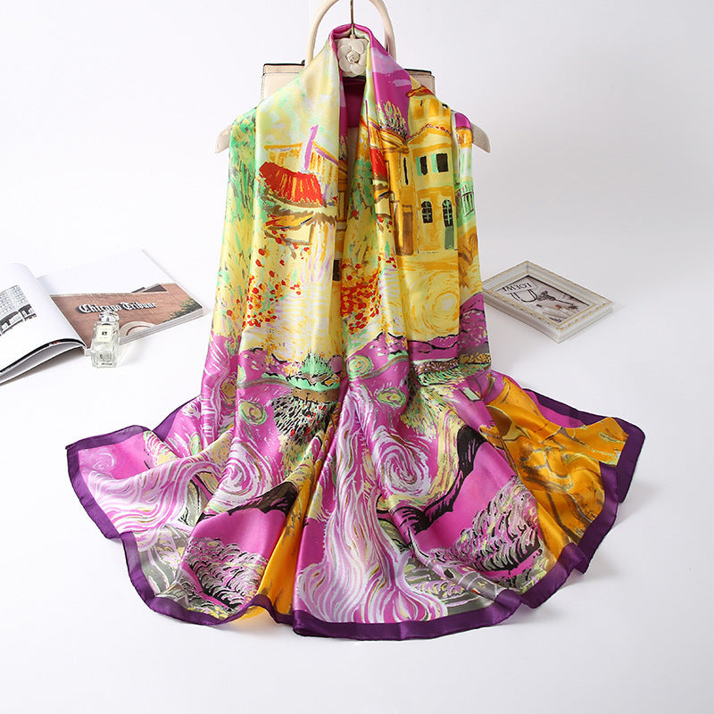 Fashion Printing Atmosphere Female Graffiti Scarf Long Silk Scarf