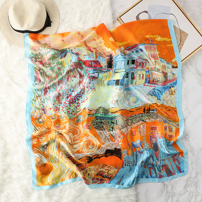 Fashion Printing Atmosphere Female Graffiti Scarf Long Silk Scarf