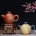 Ceramic Teapot Handmade Embossed Plum Blossom Purple Sand Pot
