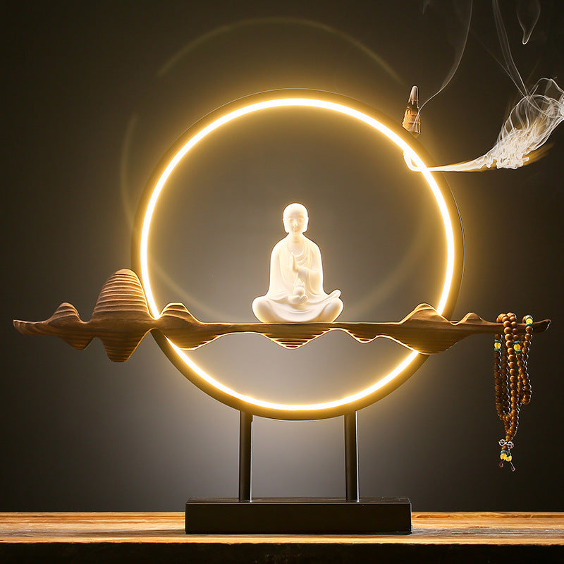 New Chinese Zen Lighting LED Lamp Weathered Wood White Porcelain Creative Home Decoration