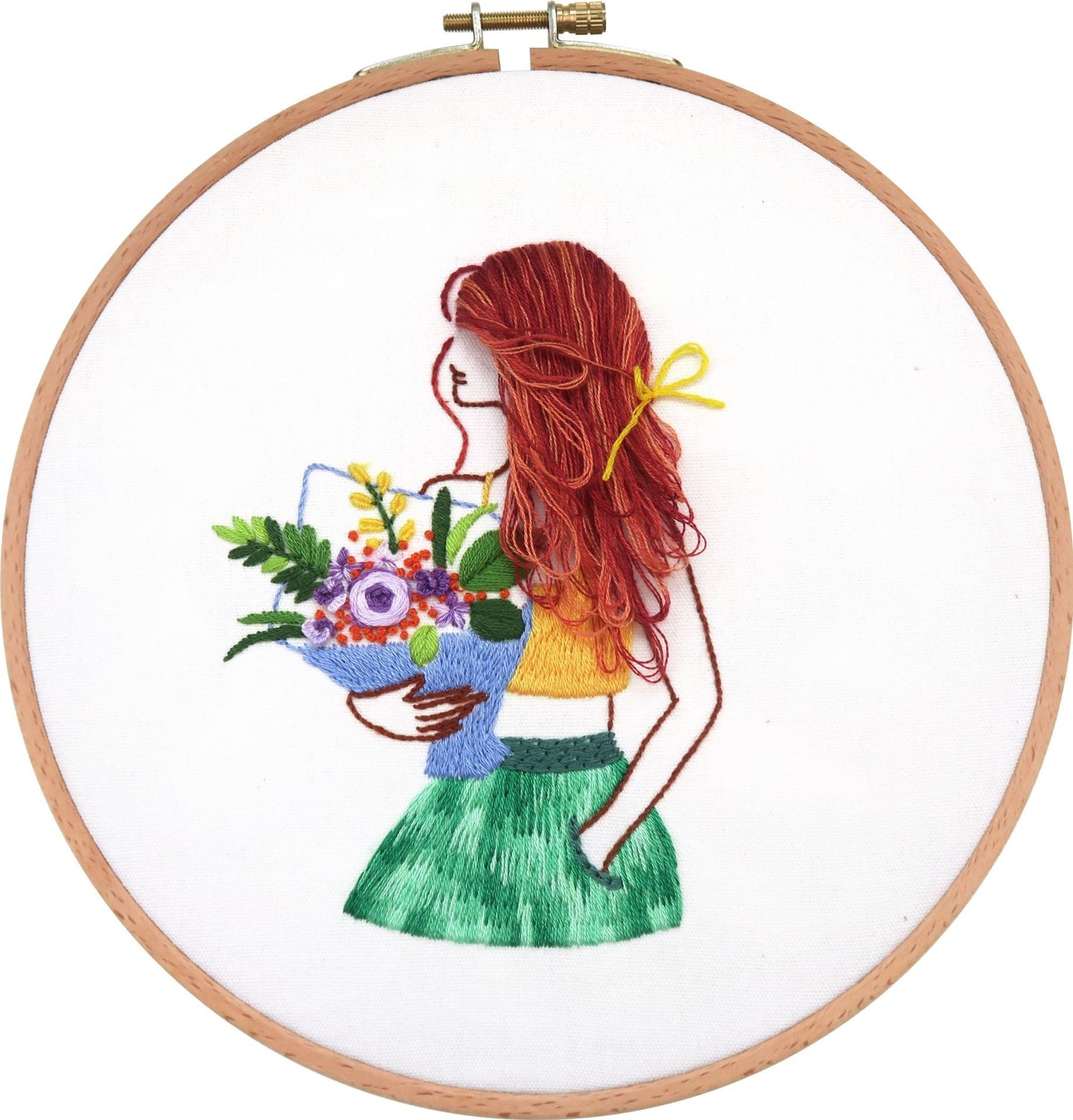 Diy Cross  Thread Embroidery Bouquet Dance Girl Hanging Picture