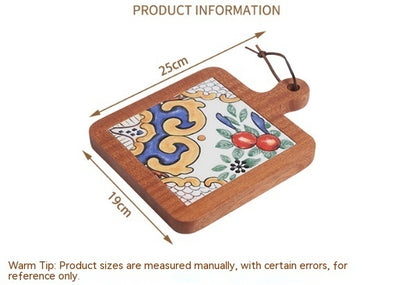 Solid Wood Vintage Tile Placemat Heat Proof Creative Anti-scald Casserole Mat Large Pot Coaster