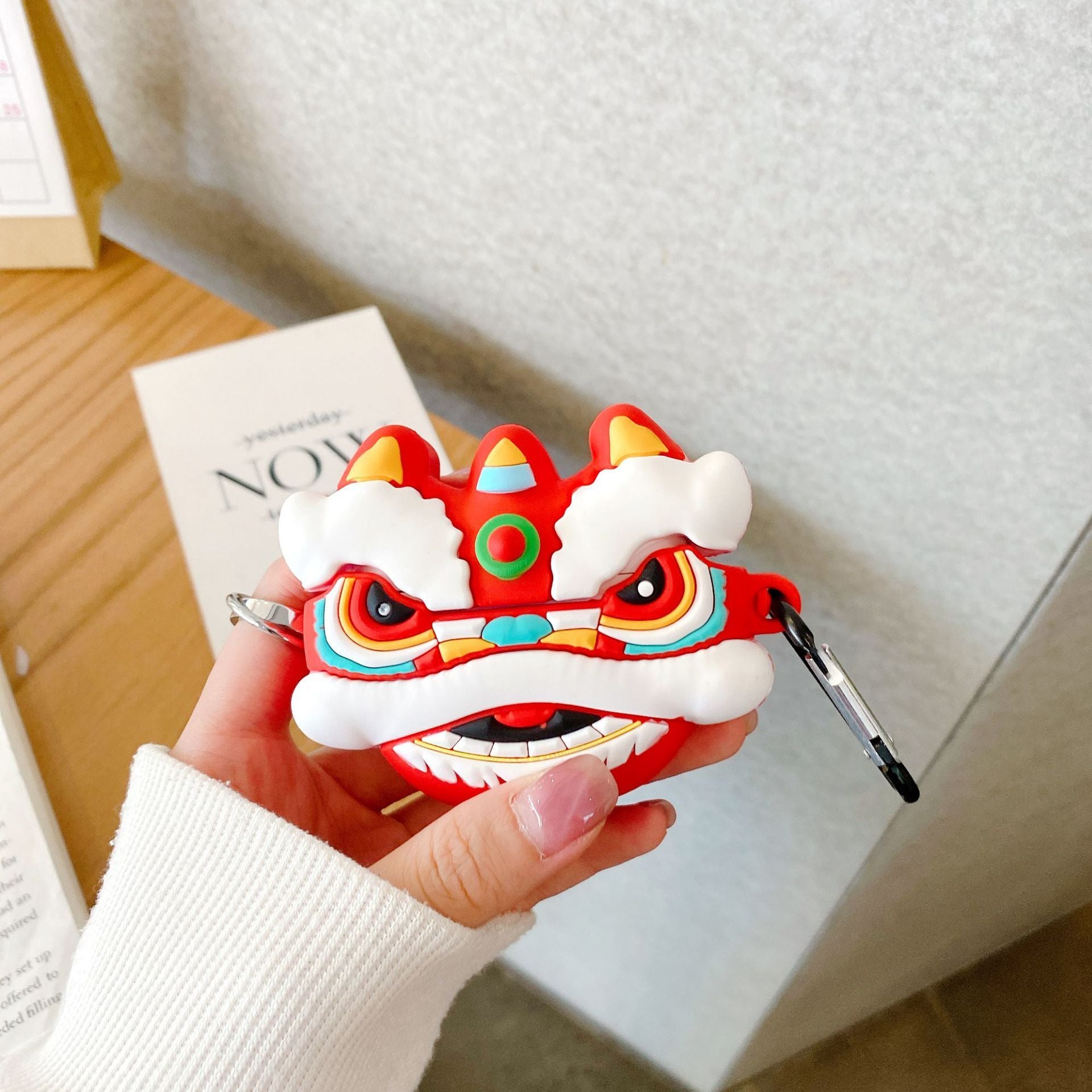 Chinese style lion dance silicone protective cover airpods 1/2 generation, airpods pro/3 generation earphone protective cover