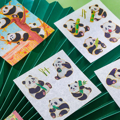 Chinese Creative Panda Series Gold Foil Sticker Set