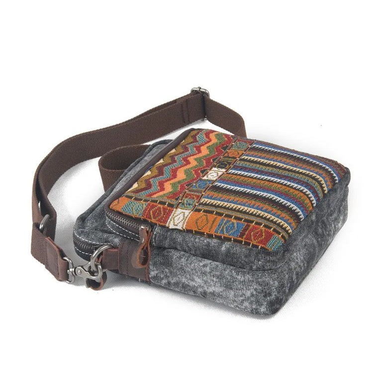 Women's canvas shoulder bag ethnic style