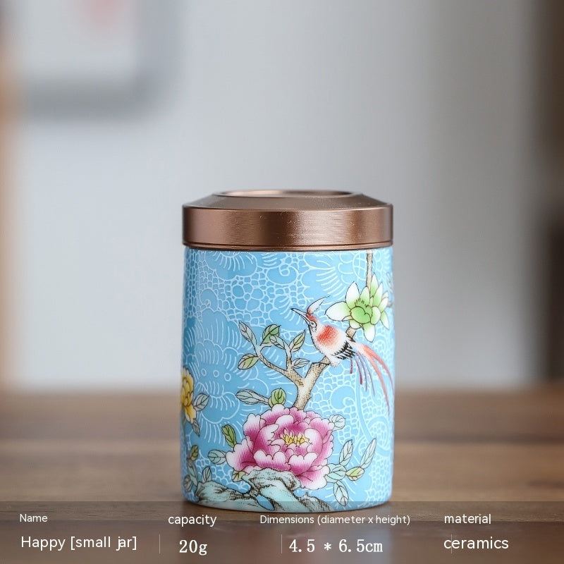 Enamel Color Small Size Mini Tea Jar Handmade Alloy Ceramic Airtight Storage Tea Weaker Portable