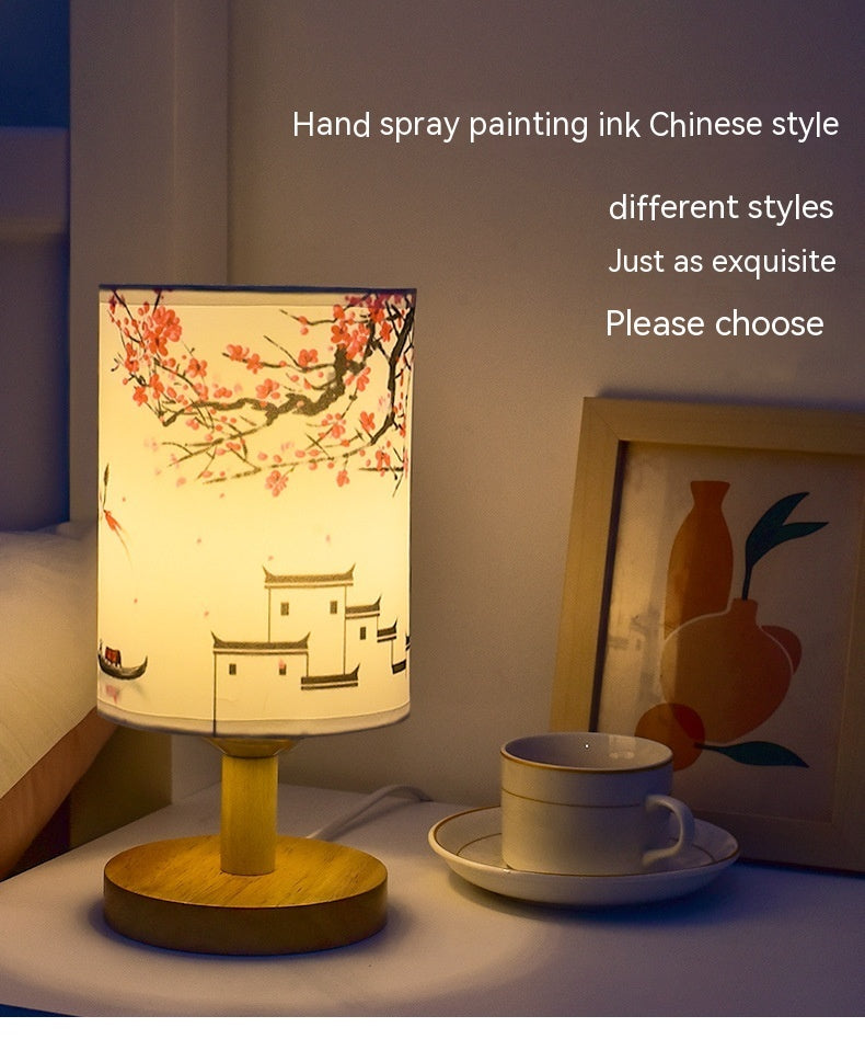 Cozy Table Lamp Bedroom Bedside Chinese Style Literary Decoration B & B Led Night Simple