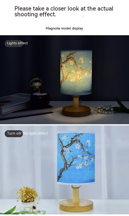 Cozy Table Lamp Bedroom Bedside Chinese Style Literary Decoration B & B Led Night Simple